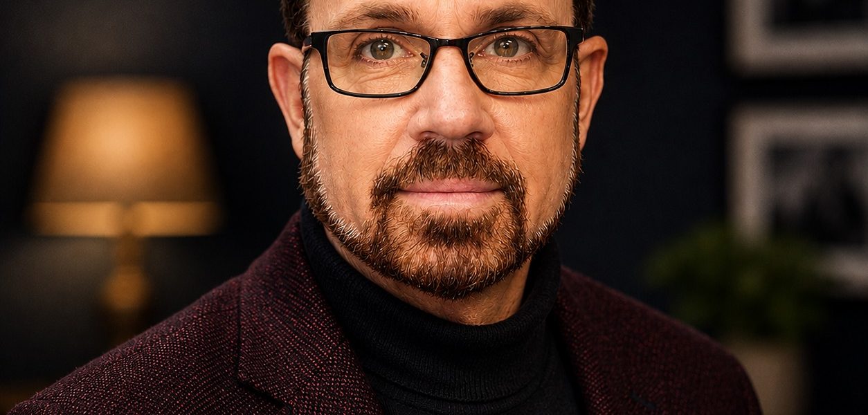 Barry Knudsen wearing glasses and a burgundy blazer